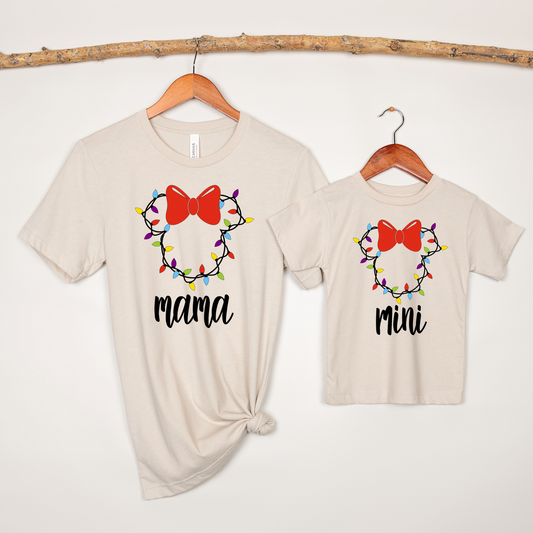 Christmas Lights Mouse Mama Mini Shirt