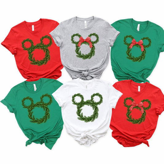 Mouse Garland Wreath Christmas Shirt for Kids & Adults