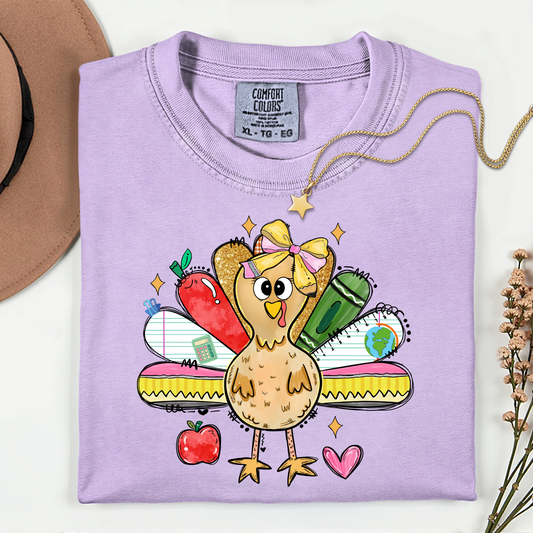 Teacher turkey graphic tee classroom Thanksgiving teacher gift