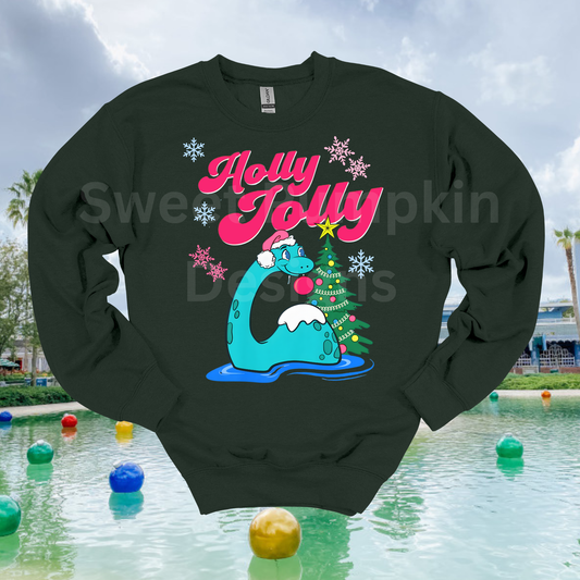 Hollywood Dinosaur Christmas Crewneck Sweatshirt for Kids and Adults