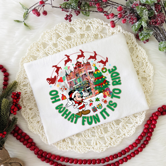 Oh What Fun it is to Ride Christmas Shirt for Kids and Adults
