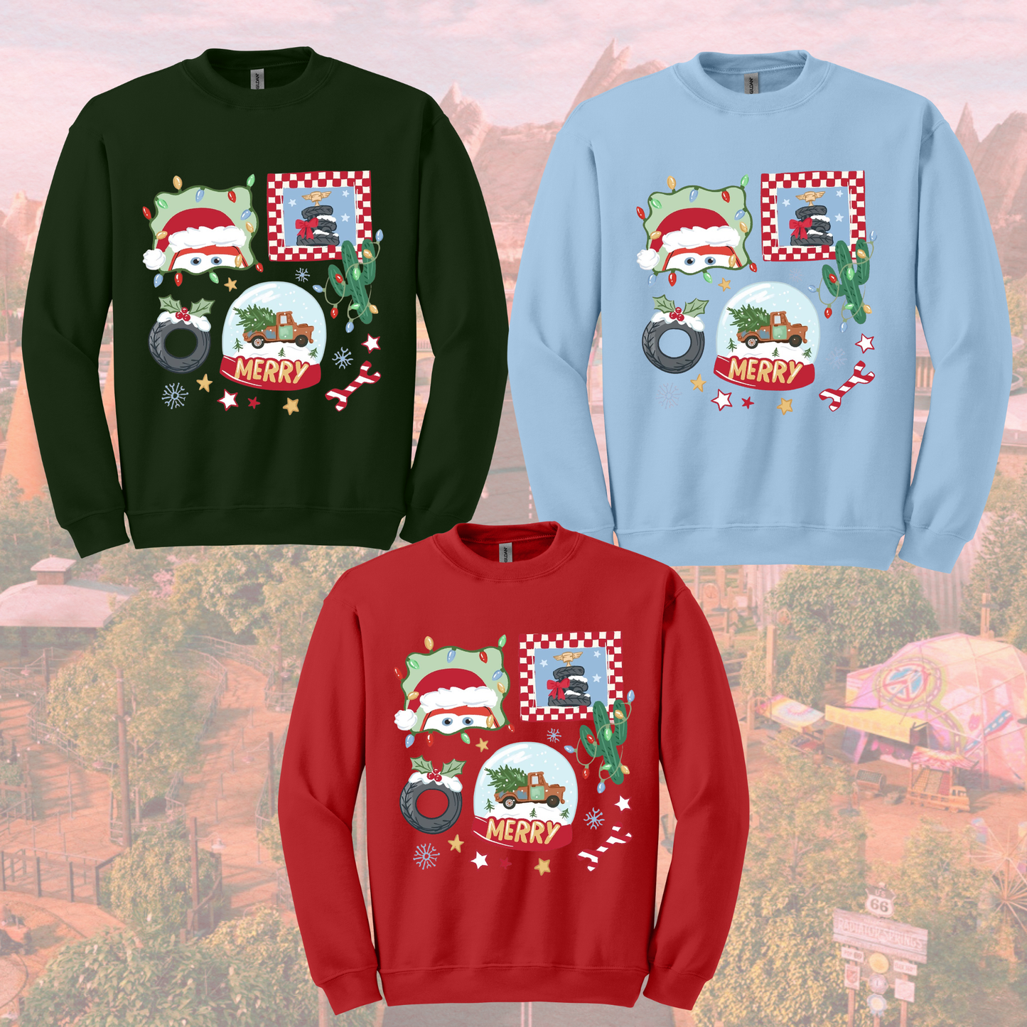 Cars Christmas Crewneck Sweatshirt for Kids and Adults