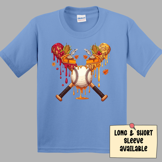 Thanksgiving Drip Baseball Shirt for Boys | Kids Fall Baseball Shirt | Funny Turkey Thanksgiving Shirt | Boys Long Sleeve or Short Sleeve Tee