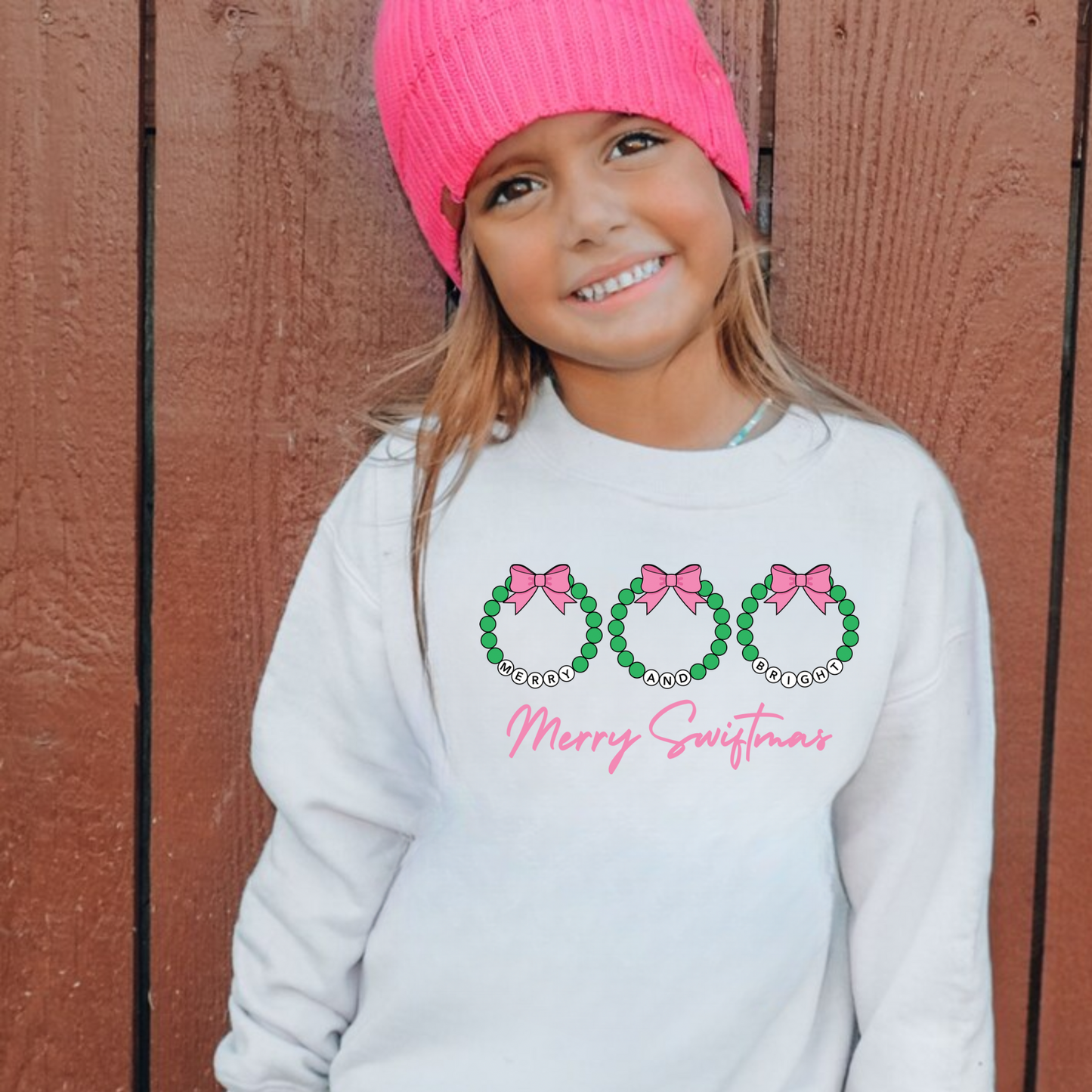 Merry Sw1ftmas Wreath Christmas Crewneck Sweatshirt for Girls
