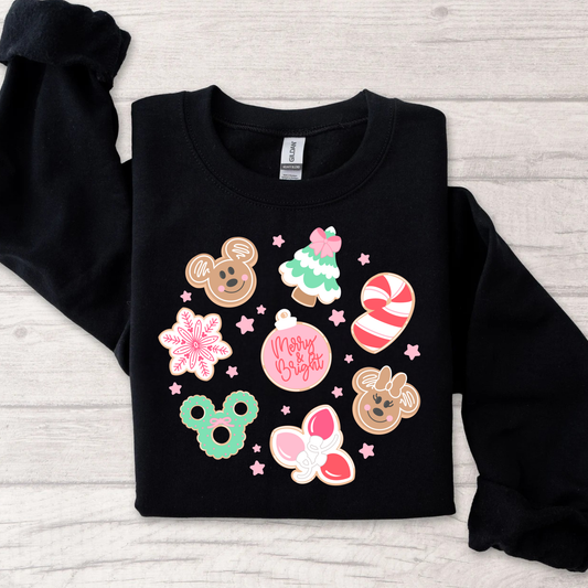 Merry & Bright Gingerbread Christmas Crewneck Sweatshirt for Kids and Adults