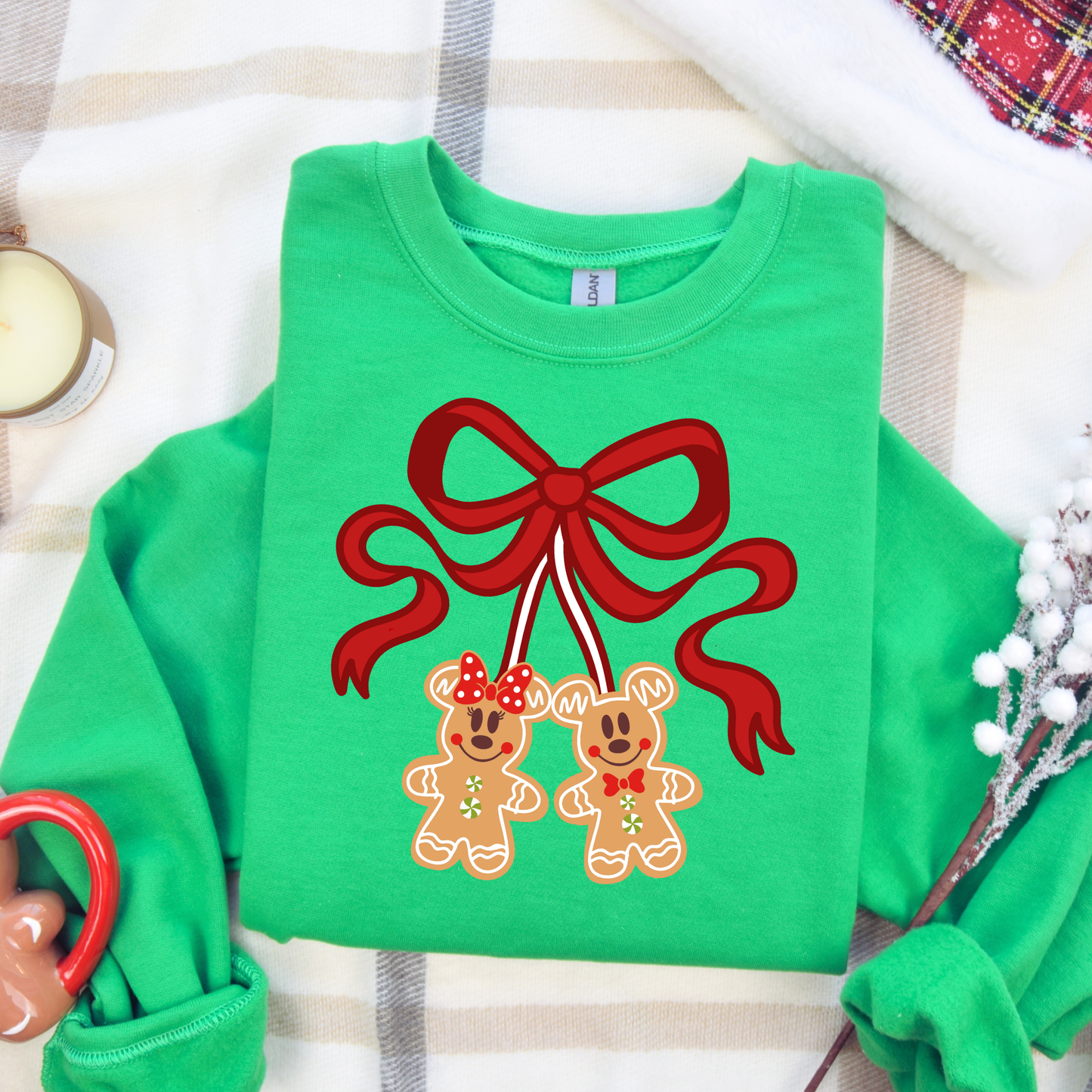 Gingerbread Cherries Christmas Crewneck Sweatshirt for Kids and Adults