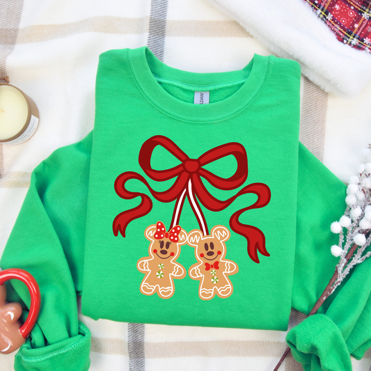 Gingerbread Cherries Christmas Crewneck Sweatshirt for Kids and Adults