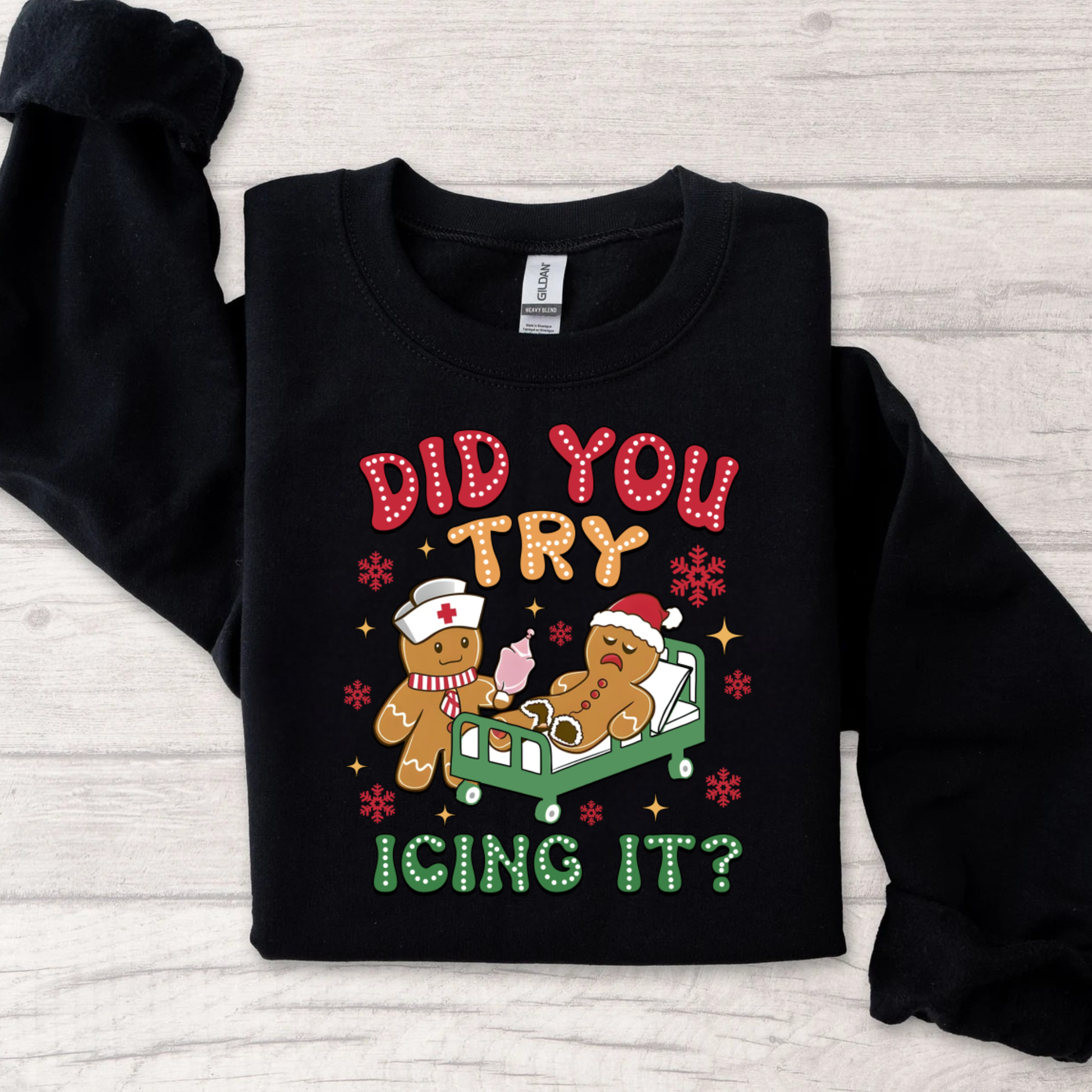 Funny nurse Christmas crewneck with gingerbread men