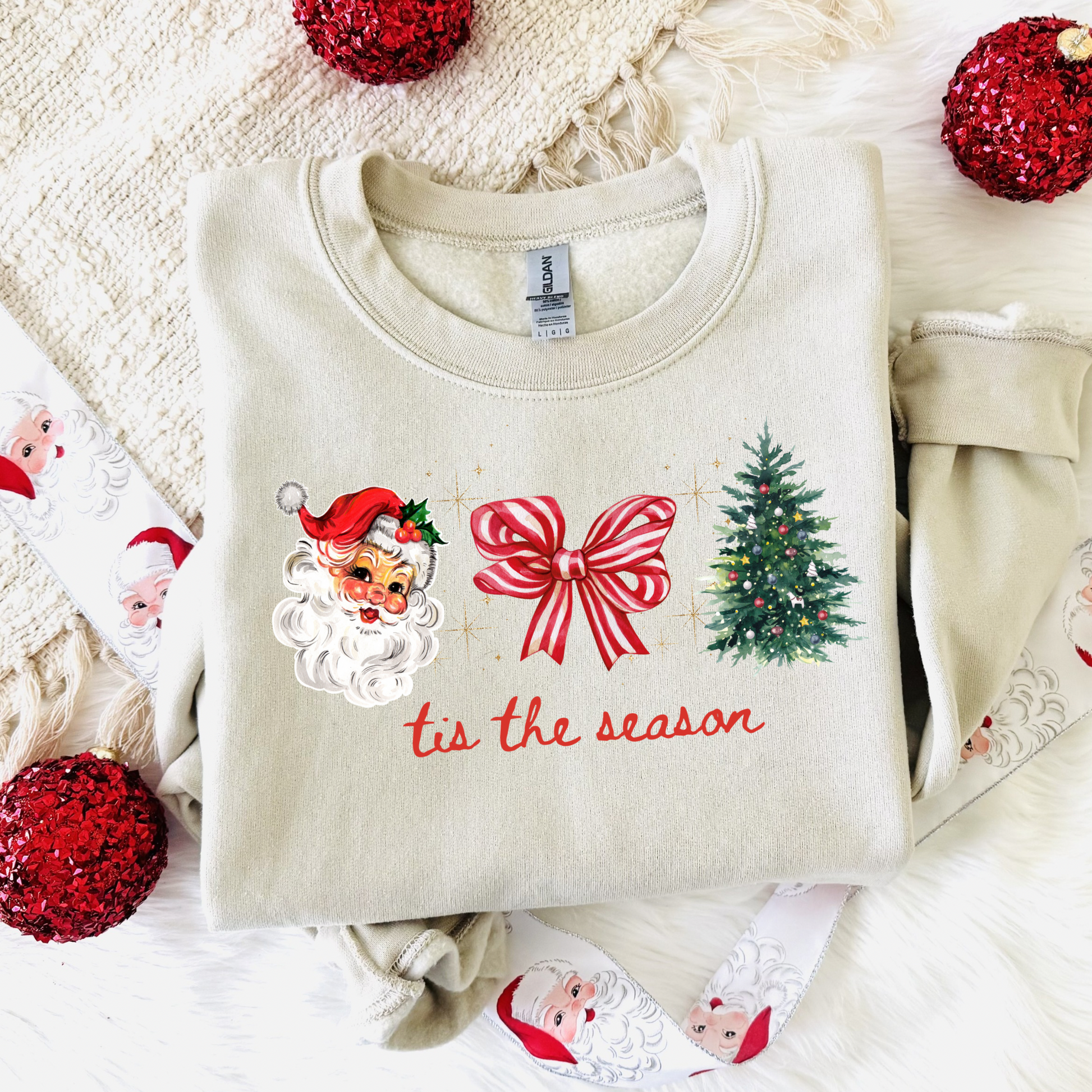 Gildan 18000 classic Christmas crewneck on white background