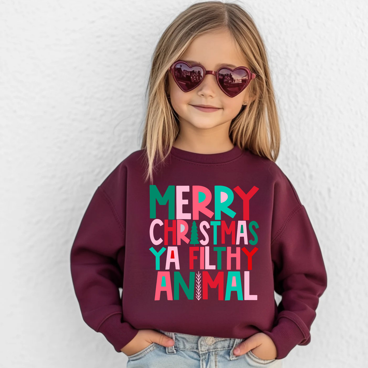 Merry Christmas Filthy Animal Sweatshirt for Girls