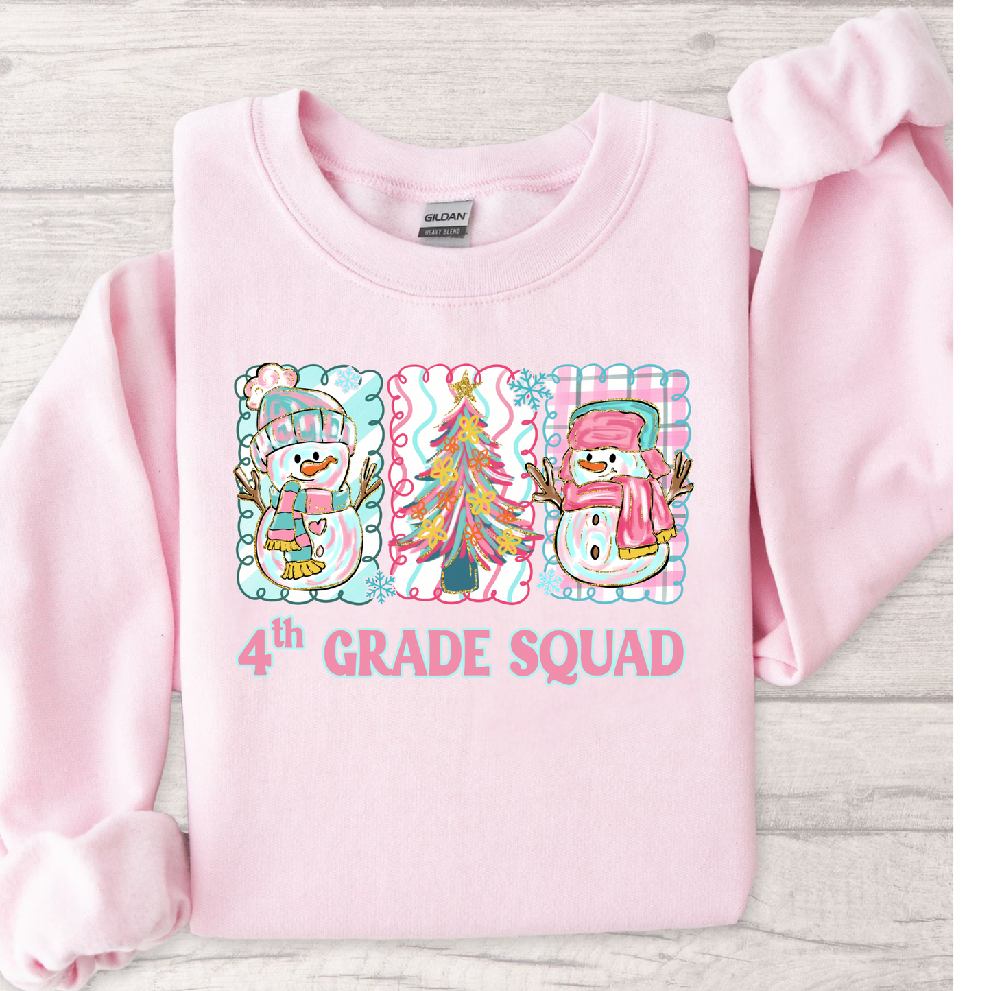 Custom Winter Teacher Sweatshirt | School Staff Crewneck | Snowman & Snowflake Winter Teacher Shirt | Personalized Teacher Gift | Gildan 18000
