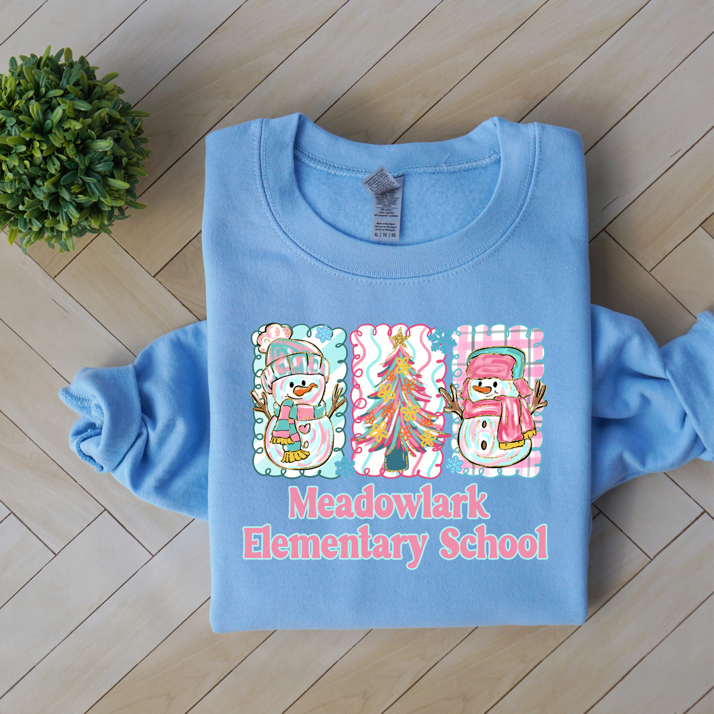 Custom Winter Teacher Sweatshirt | School Staff Crewneck | Snowman & Snowflake Winter Teacher Shirt | Personalized Teacher Gift | Gildan 18000
