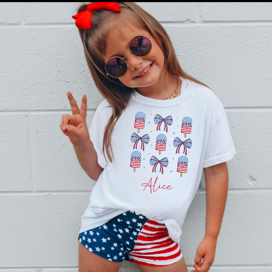Coquette USA Bow and Ice Cream Shirt for Girls