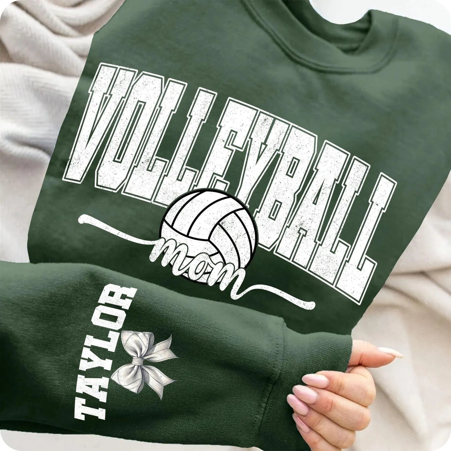 Volleyball Mom Sweatshirt with Custom Sleeve Name | Personalized Crewneck