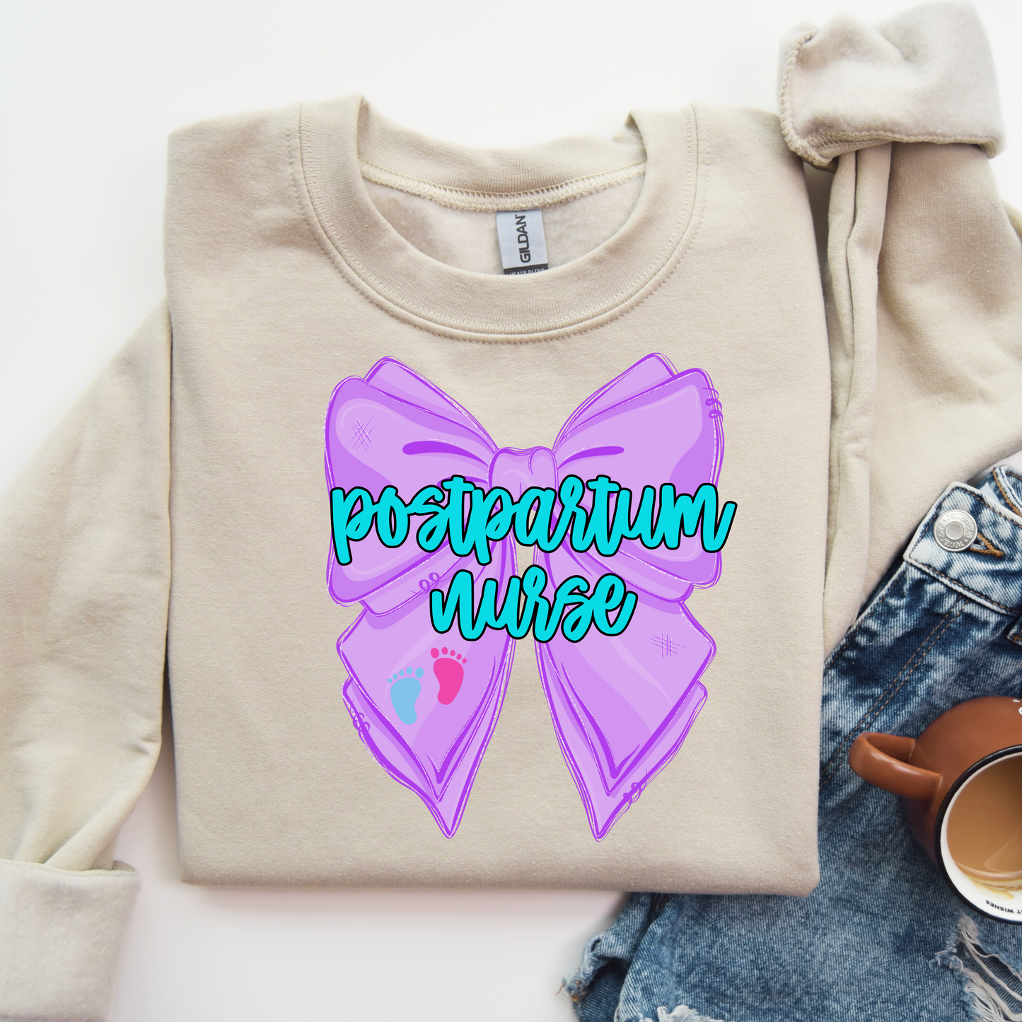Postpartum Nurse Bow Sweatshirt