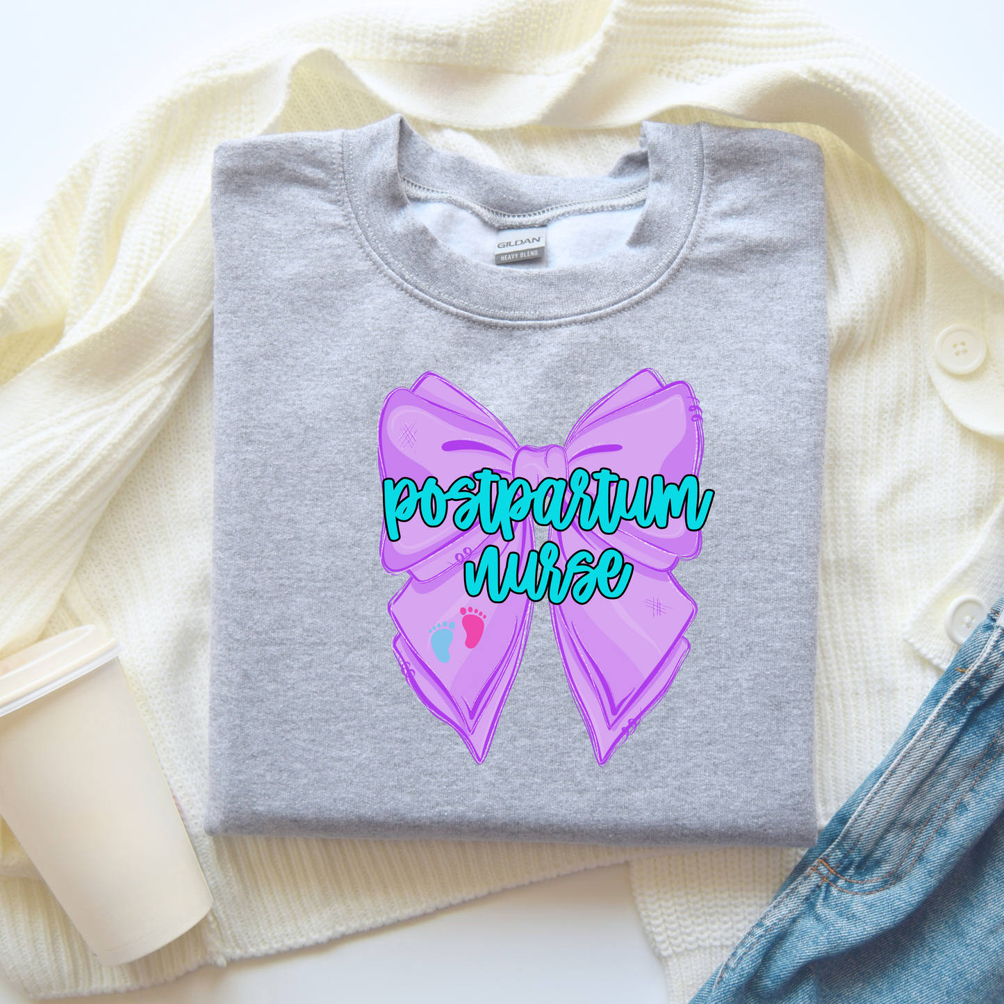 Postpartum Nurse Bow Sweatshirt