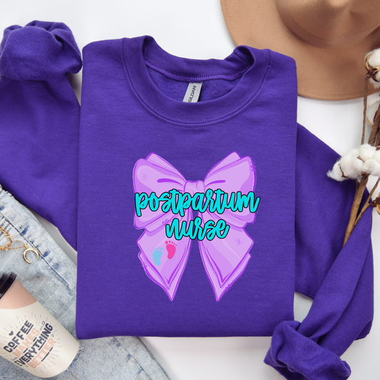Postpartum Nurse Bow Sweatshirt