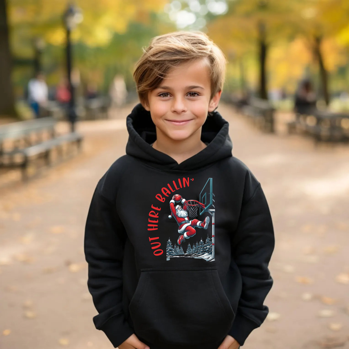 Out Here Ballin’ Christmas Basketball Hoodie for Adults & Youth