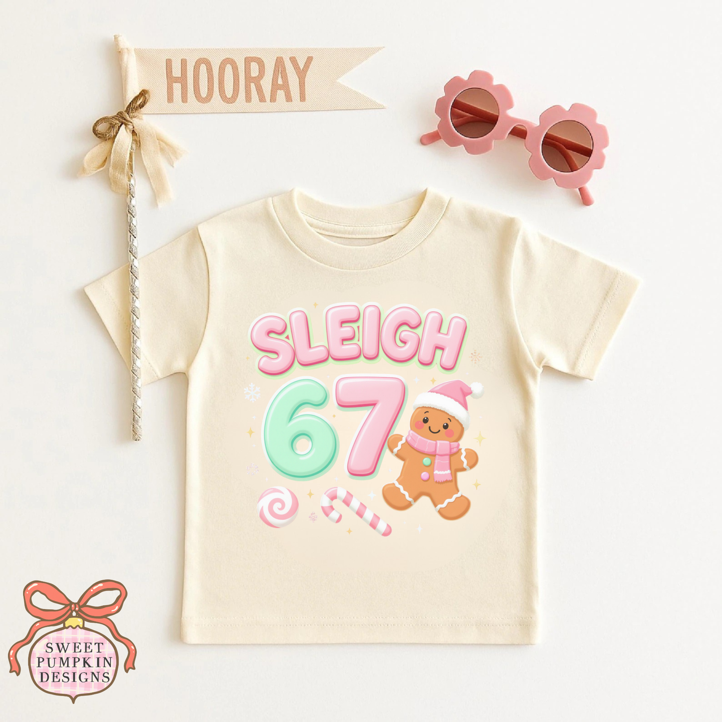 Kids Gingerbread Christmas Shirt | Cute “Sleigh 67” Holiday Tee