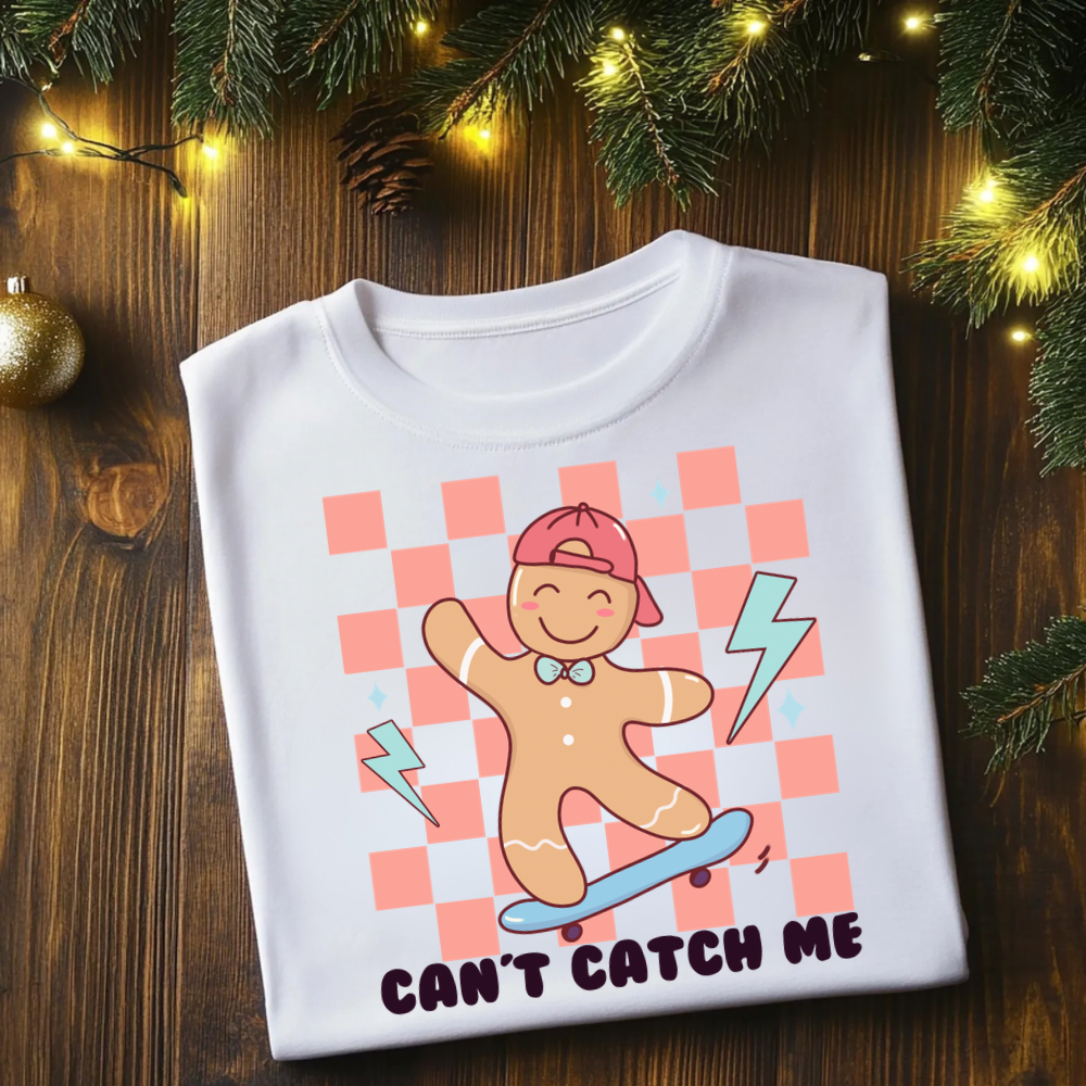 Boys Gingerbread Christmas Shirt | “Can’t Catch Me” Holiday Tee