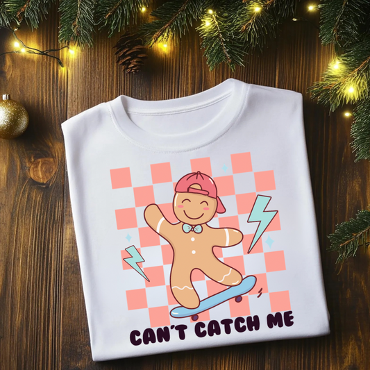 Boys Gingerbread Christmas Shirt | “Can’t Catch Me” Holiday Tee