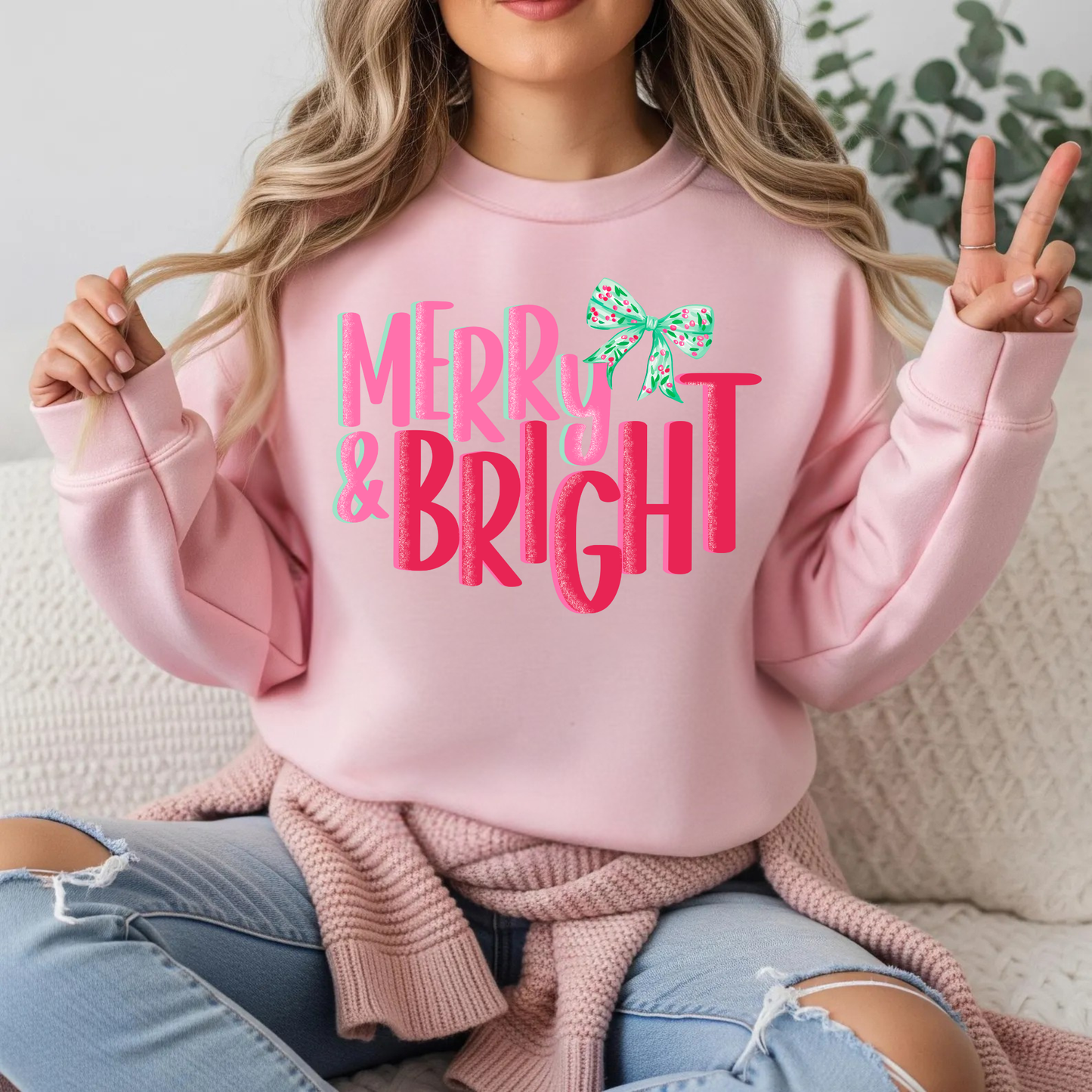 Merry & Bright Sweatshirt | Cozy Christmas Crewneck for Women