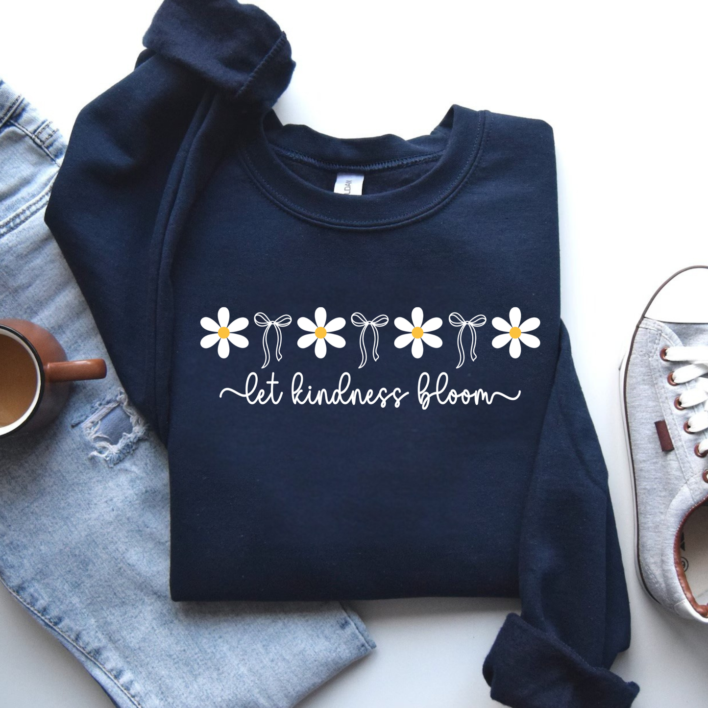 Let Kindness Bloom Sweatshirt | Positive Message Crewneck | Cute Floral Inspirational Sweater