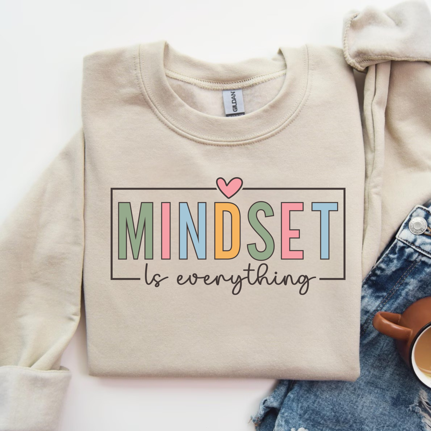 Mindset Is Everything Sweatshirt | Motivational Crewneck for Women | Positive Affirmation Sweater