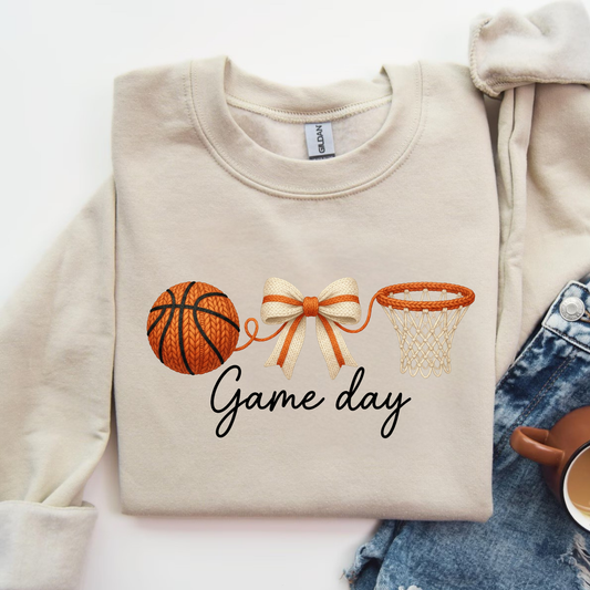 Basketball Game Day Sweatshirt for Women | Cute Bow Sports Crewneck | Game Day Outfit