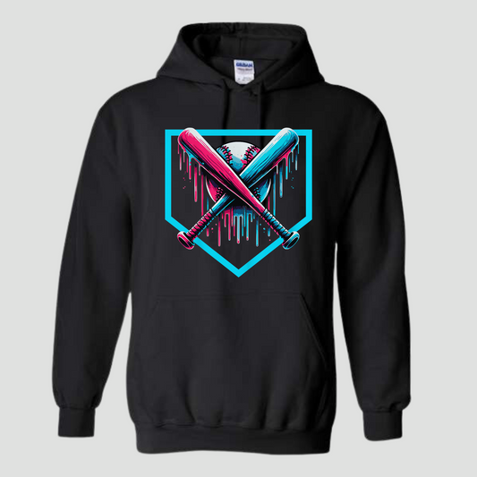 Baseball Home Plate Drip Hoodie for Boys and Men