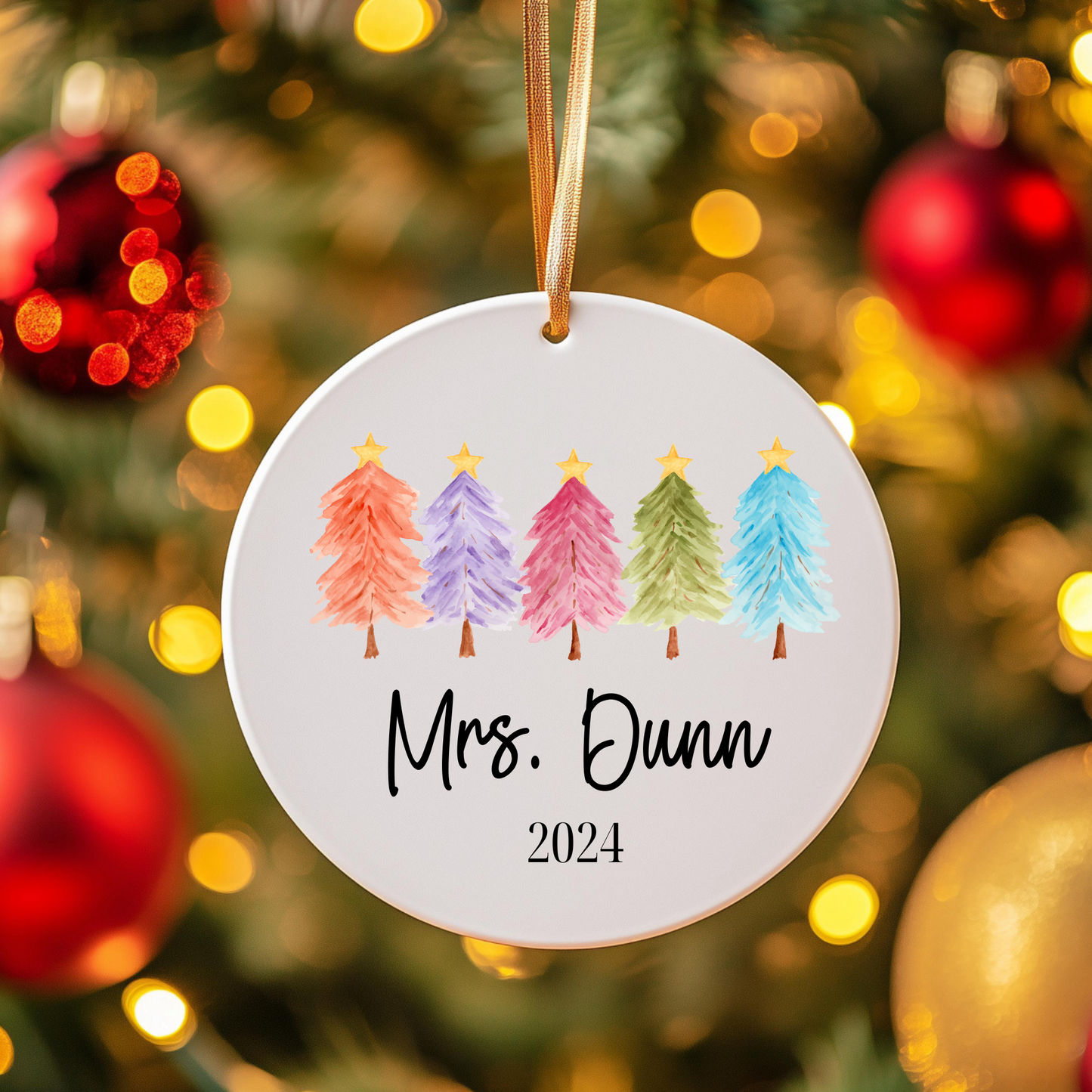 Personalized Ceramic Ornament with Name and Year