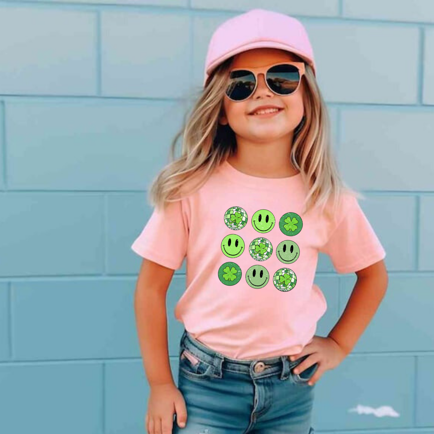 Smiley Face Disco Ball St. Patrick's Day Shirt for Girls