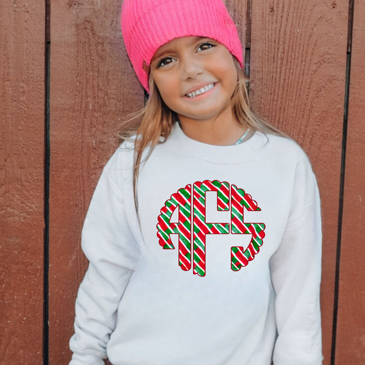 Striped Christmas Monogram Sweatshirt for Girls