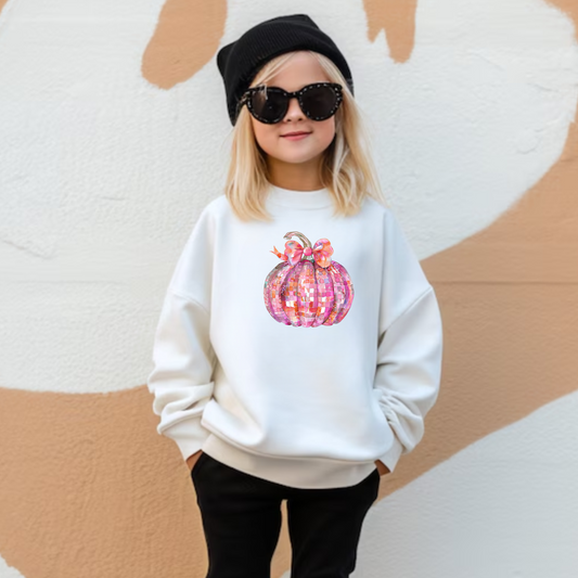 Halloween Pink Disco Pumpkin Crewneck Sweatshirt
