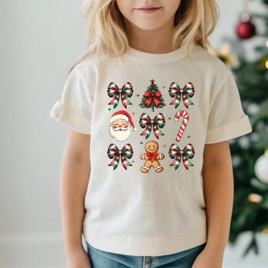 Classic Christmas Coquette Bow Shirt for Girls