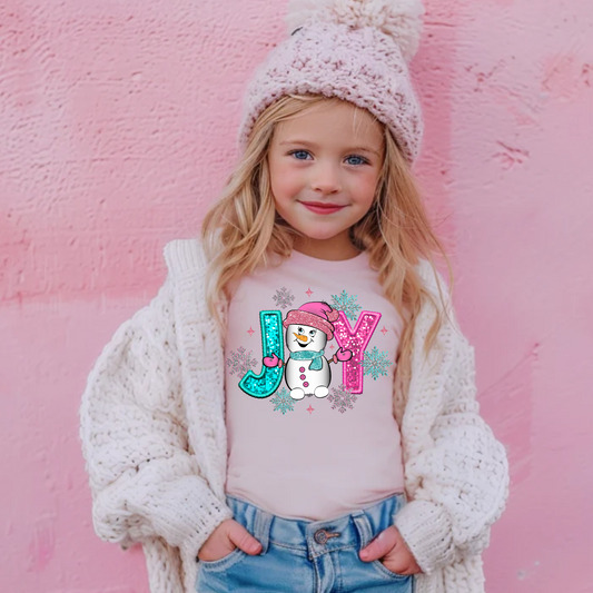 Joy Snowman Christmas Shirt for Girls