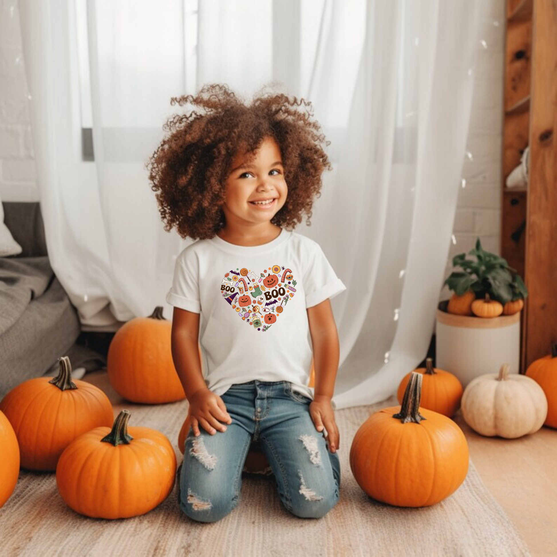 Halloween heart collage shirt.