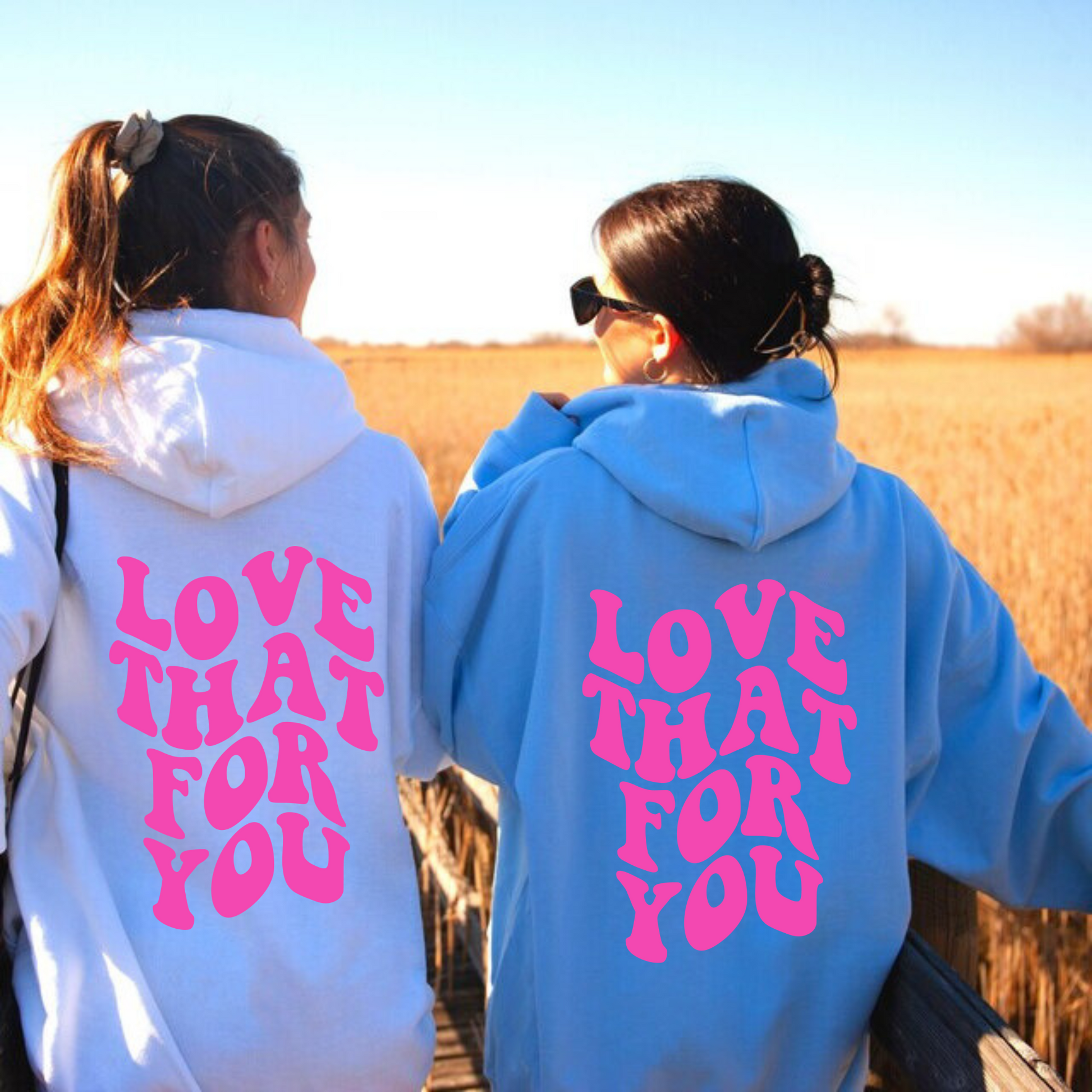Trendy oversized preppy hoodie with "Love That For You" design - Elevate your style with this y2k aesthetic clothing piece. Shop now for the perfect blend of comfort and fashion in our on-trend, oversized y2k hoodie.