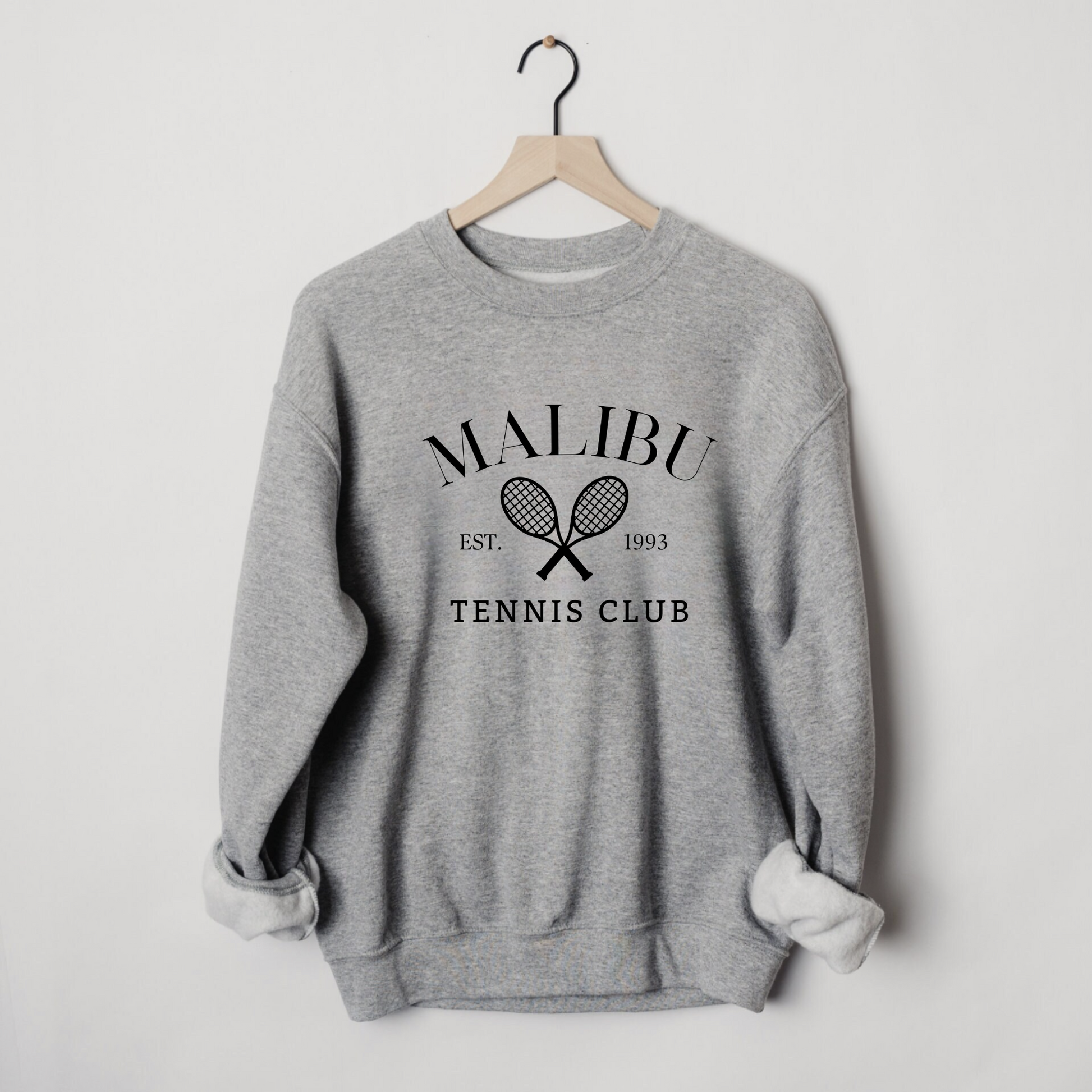 Preppy Malibu Tennis Club sweatshirt - a must-have for a stylish coastal granddaughter, perfect for a tennis club aesthetic and a preppy summer outfit