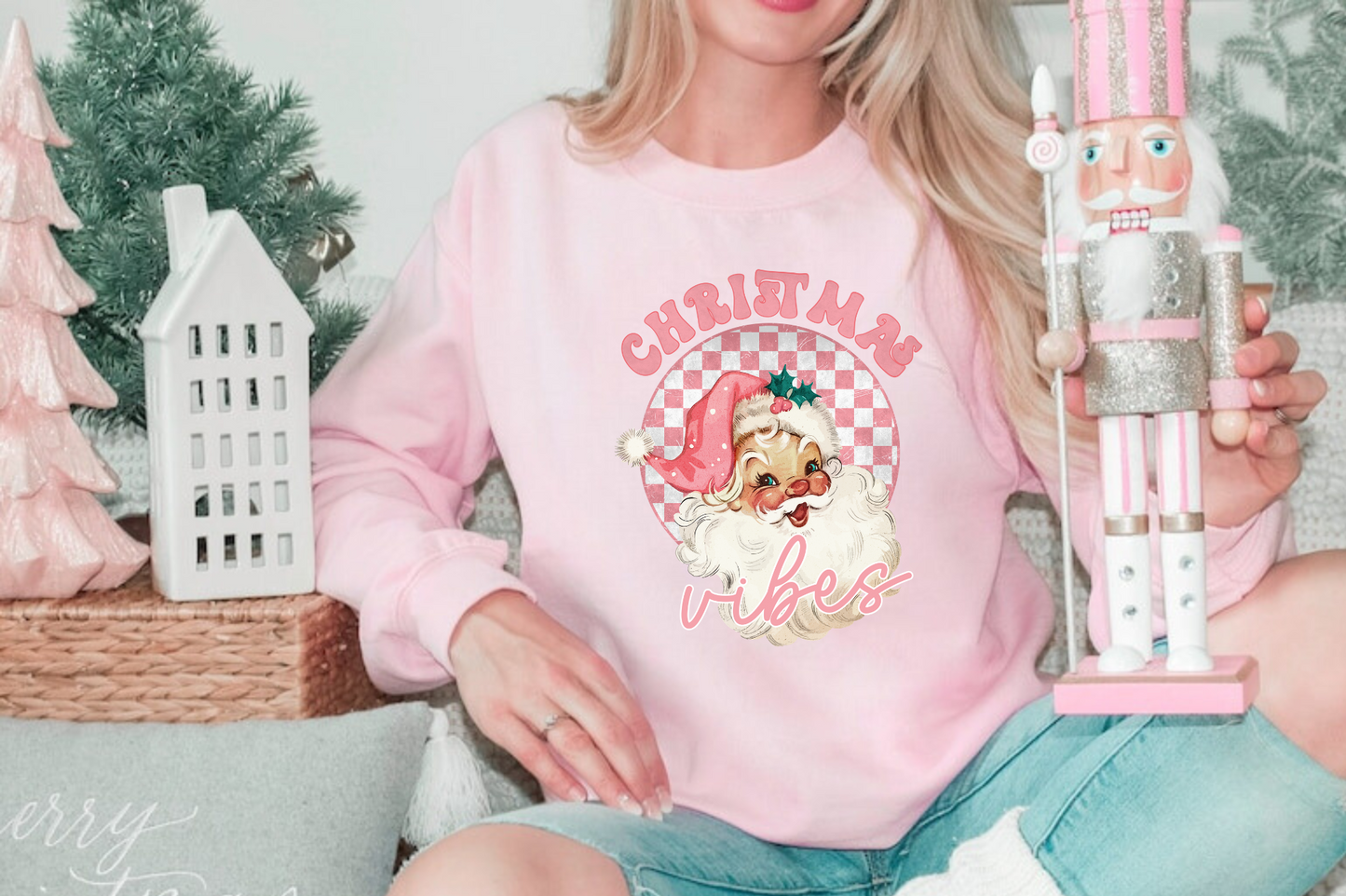 Retro Pink Santa Sweatshirt