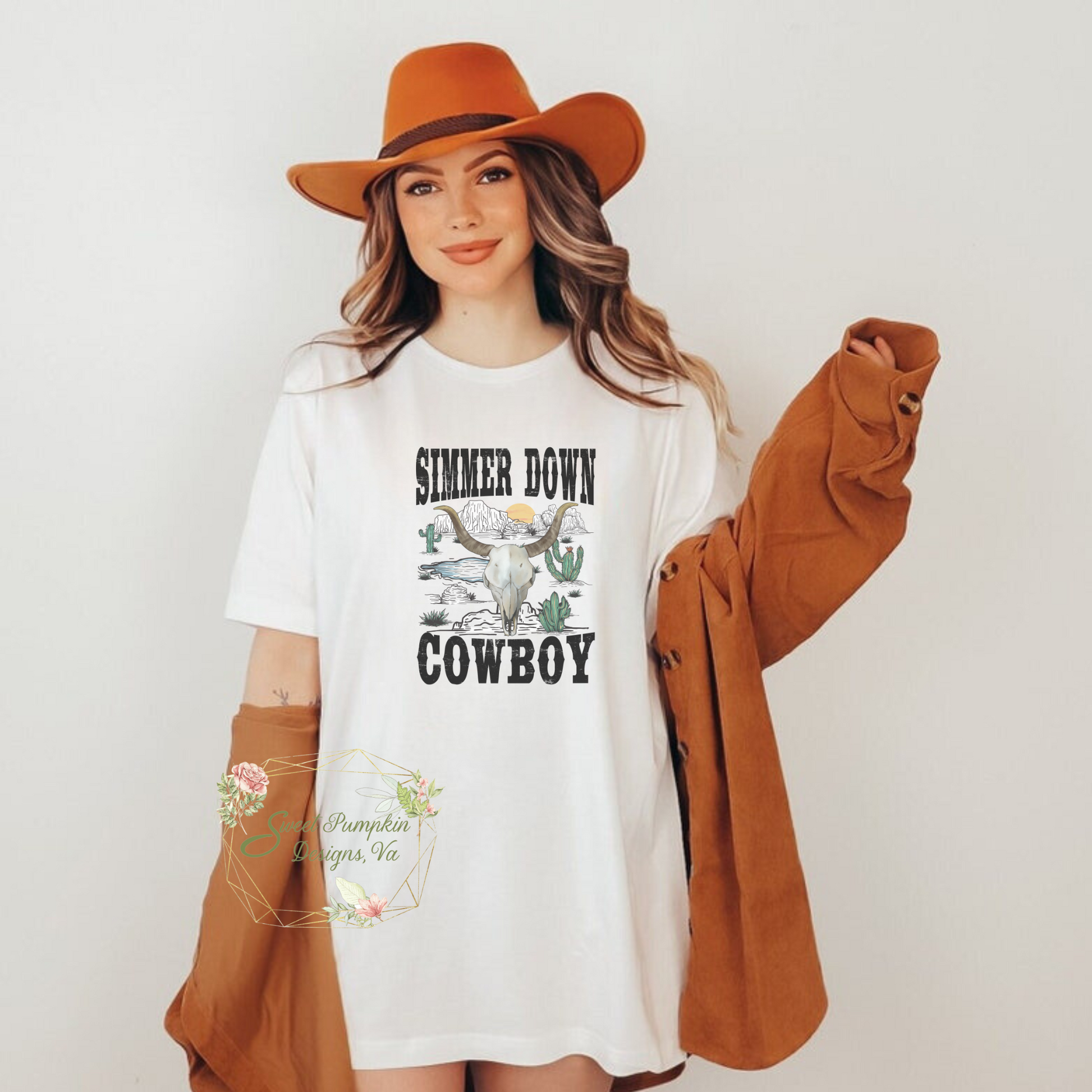 Coastal Cowgirl Aesthetic Shirt - Simmer Down Cowboy - Perfect Summer Outfit for Beach or Festival