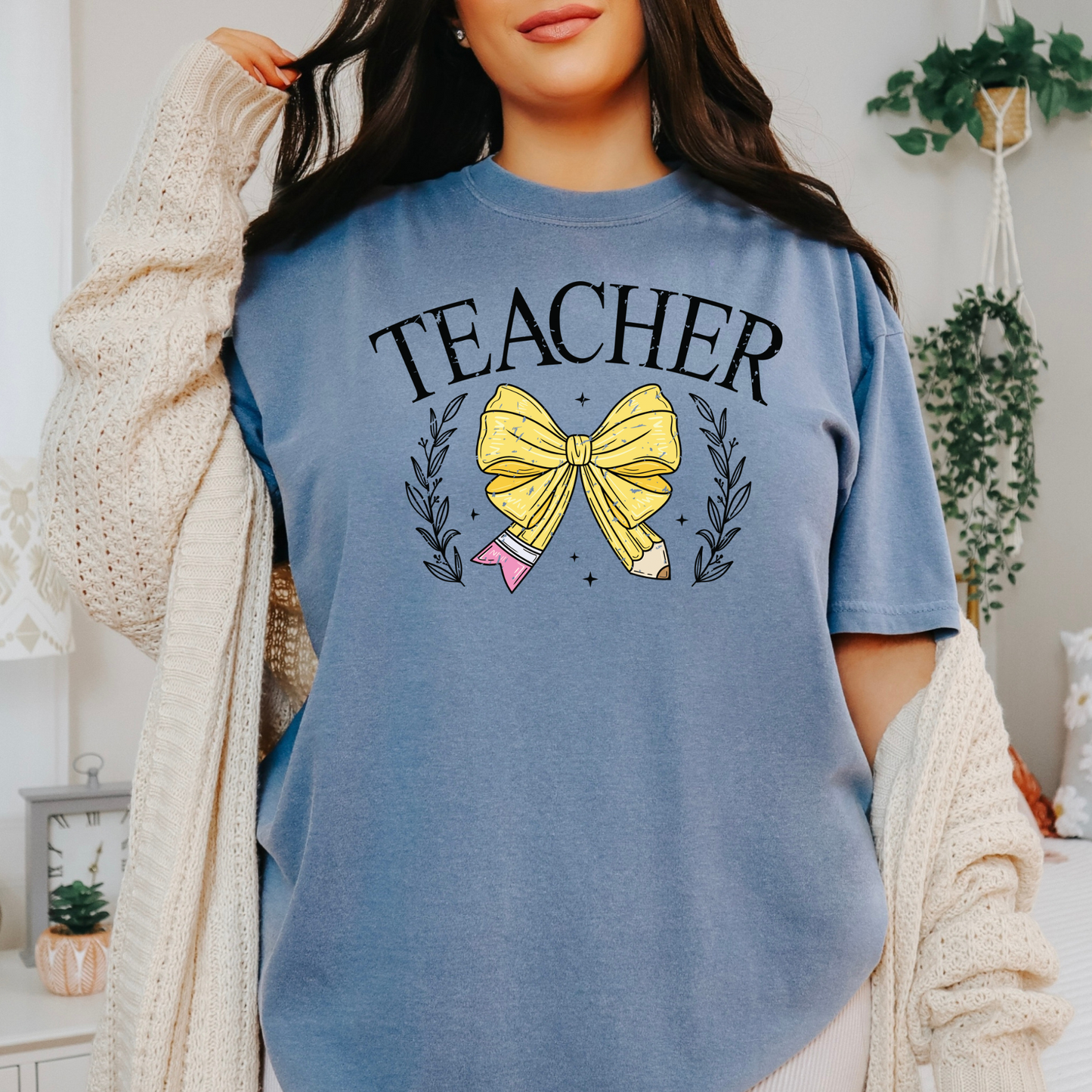 Teacher Yellow Pencil Coquette Shirt