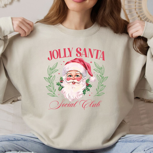 Jolly Santa Club Coquette Christmas Crewneck Sweatshirt