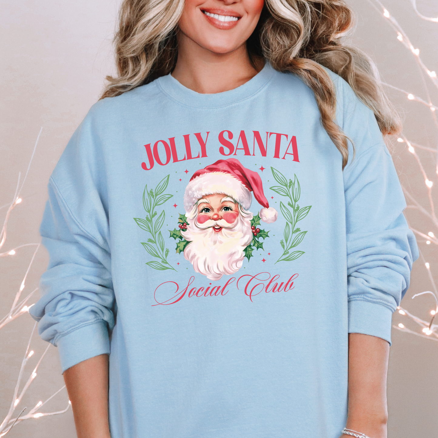 Jolly Santa Club Coquette Christmas Crewneck Sweatshirt