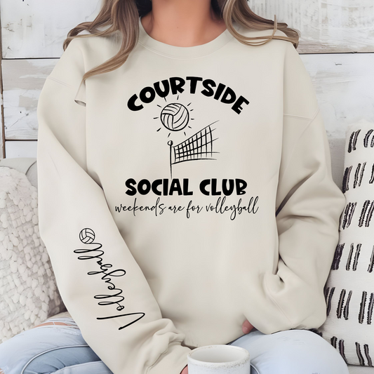 Volleyball Courtside Crewneck Sweatshirt with Sleeve Design