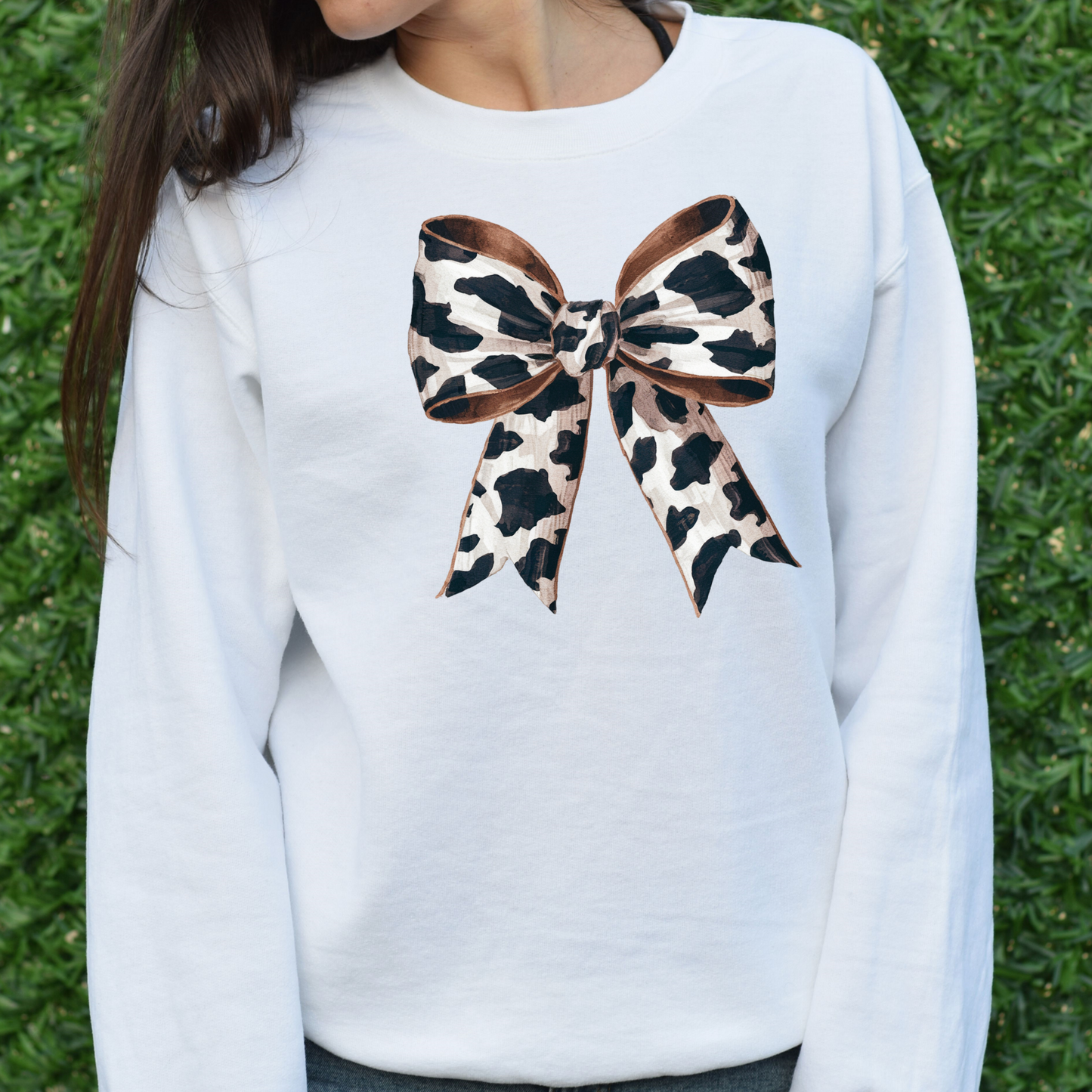 Cow Print Bow Sweatshirt