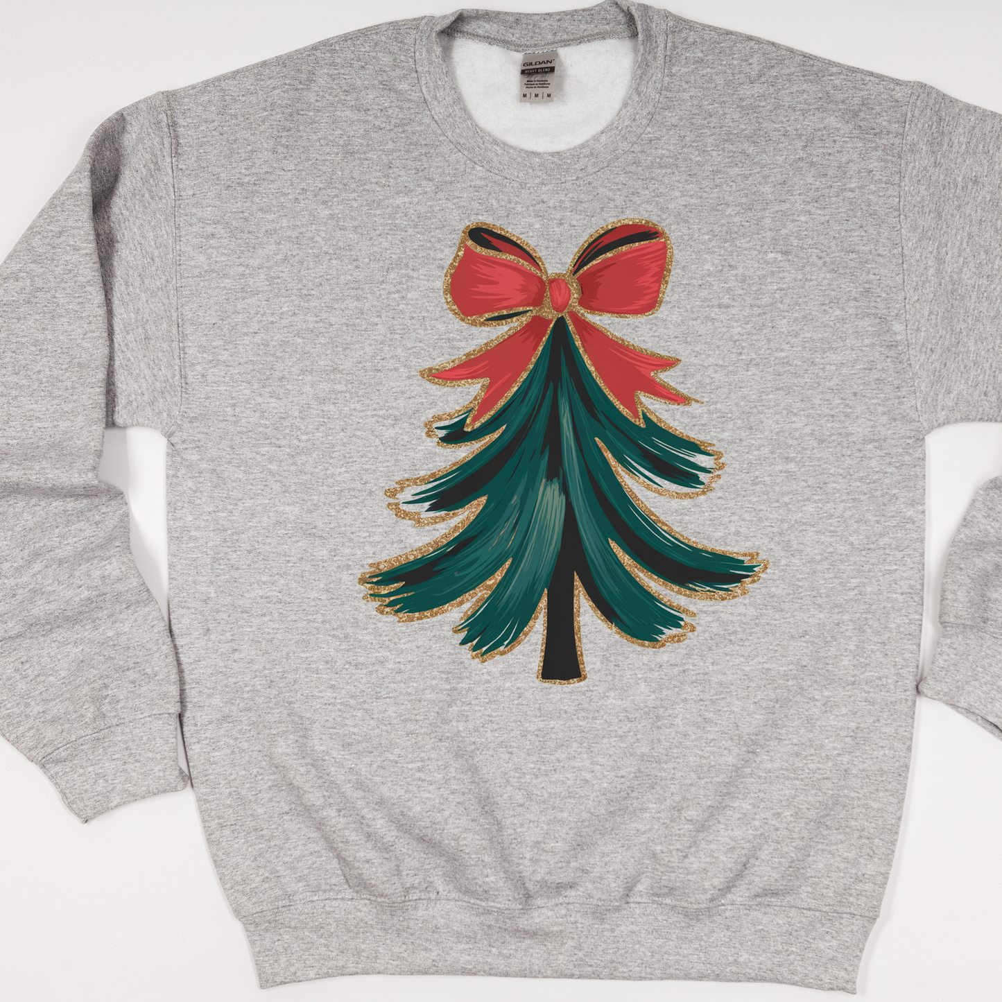 Christmas Tree with Bow Coquette Christmas Crewneck Sweatshirt