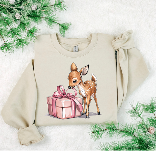Vintage Reindeer Coquette Christmas Crewneck Sweatshirt