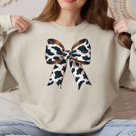 Cow Print Bow Sweatshirt