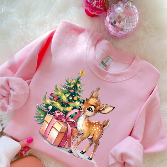 Vintage Reindeer Coquette Christmas Crewneck Sweatshirt